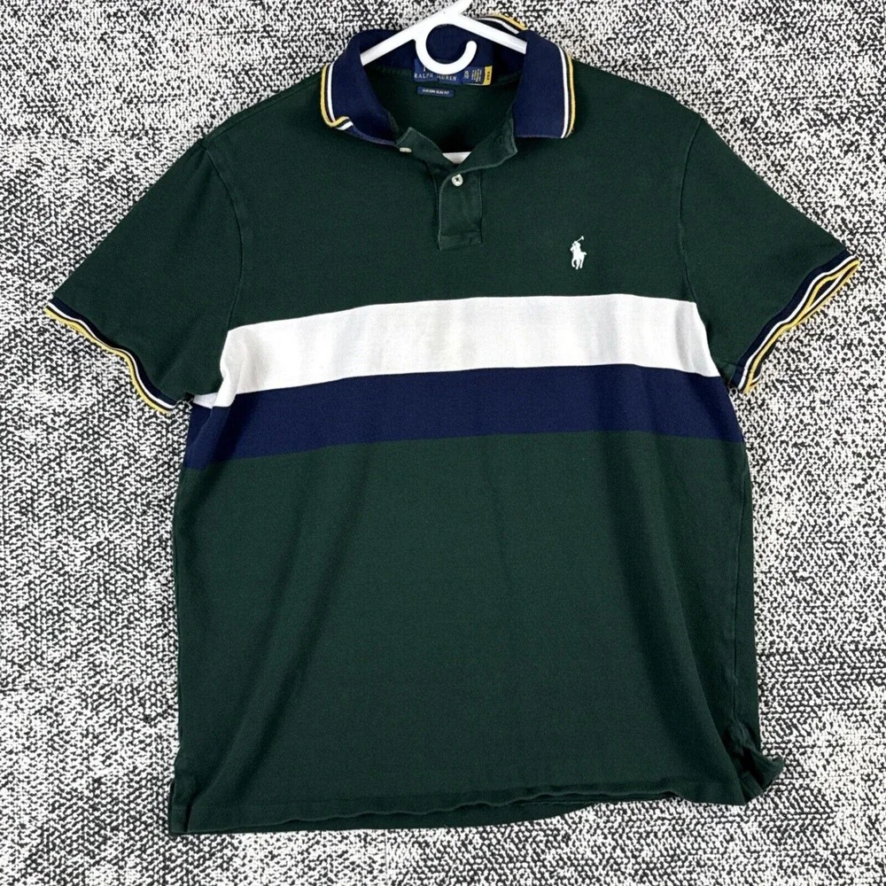Polo Ralph Lauren Shirt Mens XL Custom Slim Fit Short Sleeve Polo Rugby Green